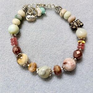 Dessert Dazzle soothing blend of Amazonite, Czech Glass Beads with silver Accent